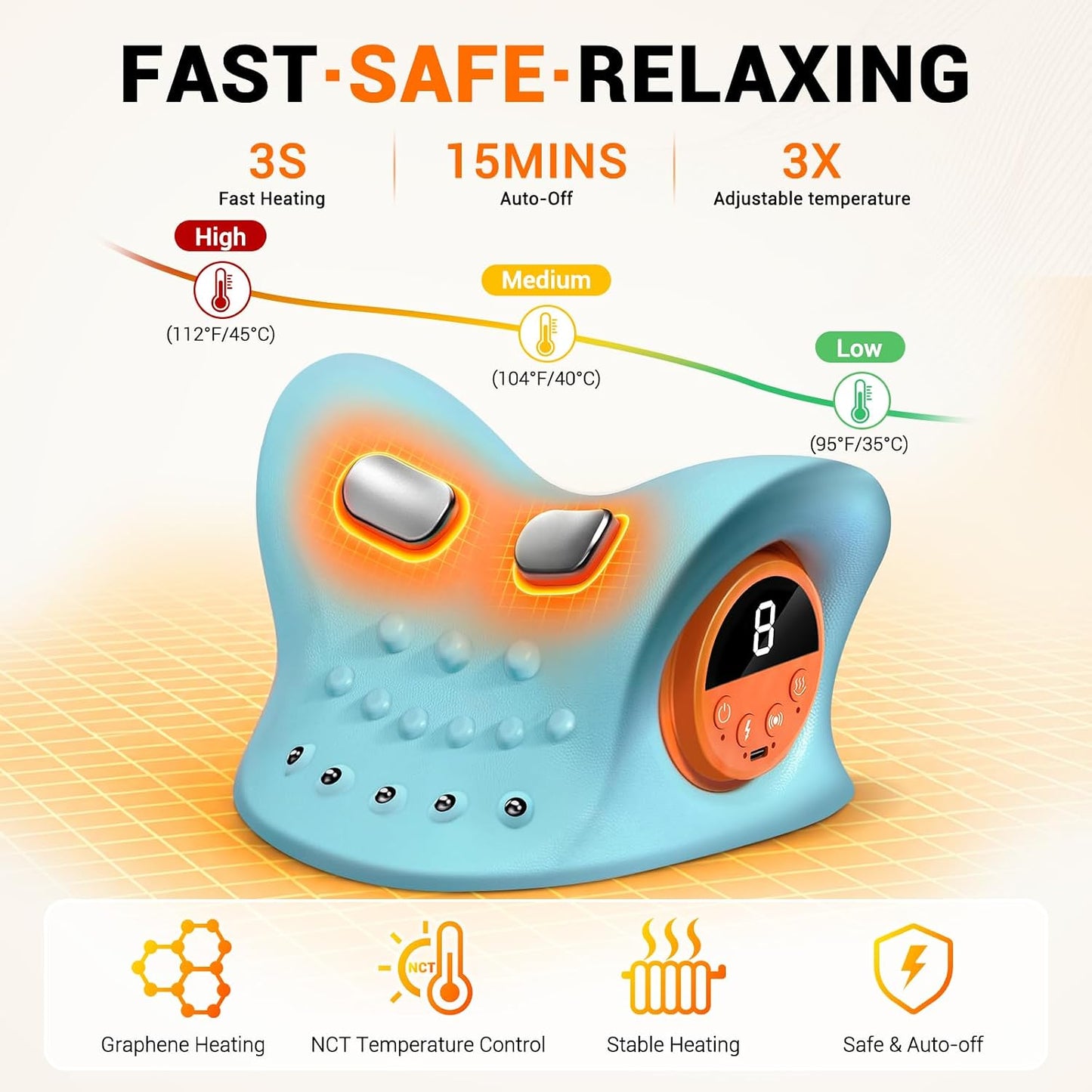 Neck Massager Pillow 2026 Upgraded 4-in-1, Multi-Directional Stretch Massage Pillow with Heat & Vibration, Ergonomic C-Shape Portable Massager for Neck, Shoulder, Back, Use at Home, Office