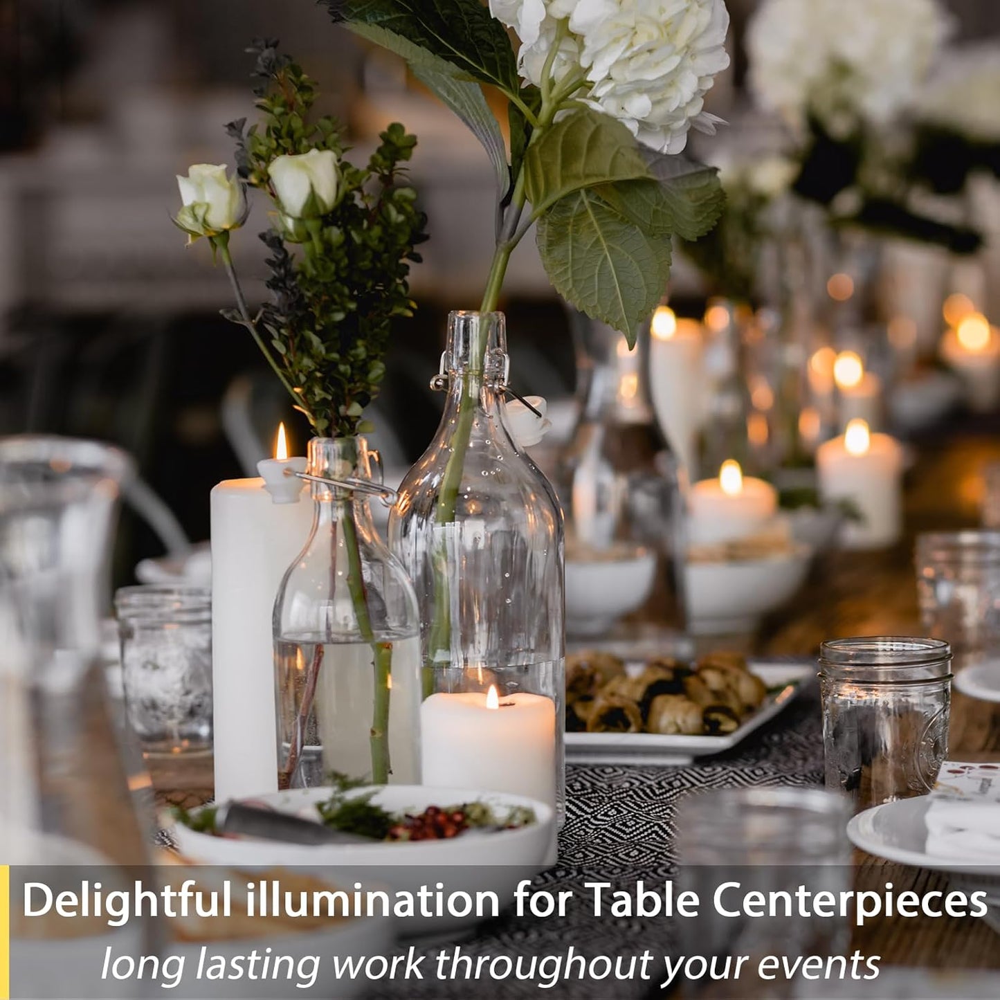 TECHLONG Flameless Candles Battery Operated with Timer, 3D Moving Flame Flickering, Last 600+ Hours Battery Candles, 3" x 3" Ivory Real Wax Electric LED Candle for Wedding Party Decorations