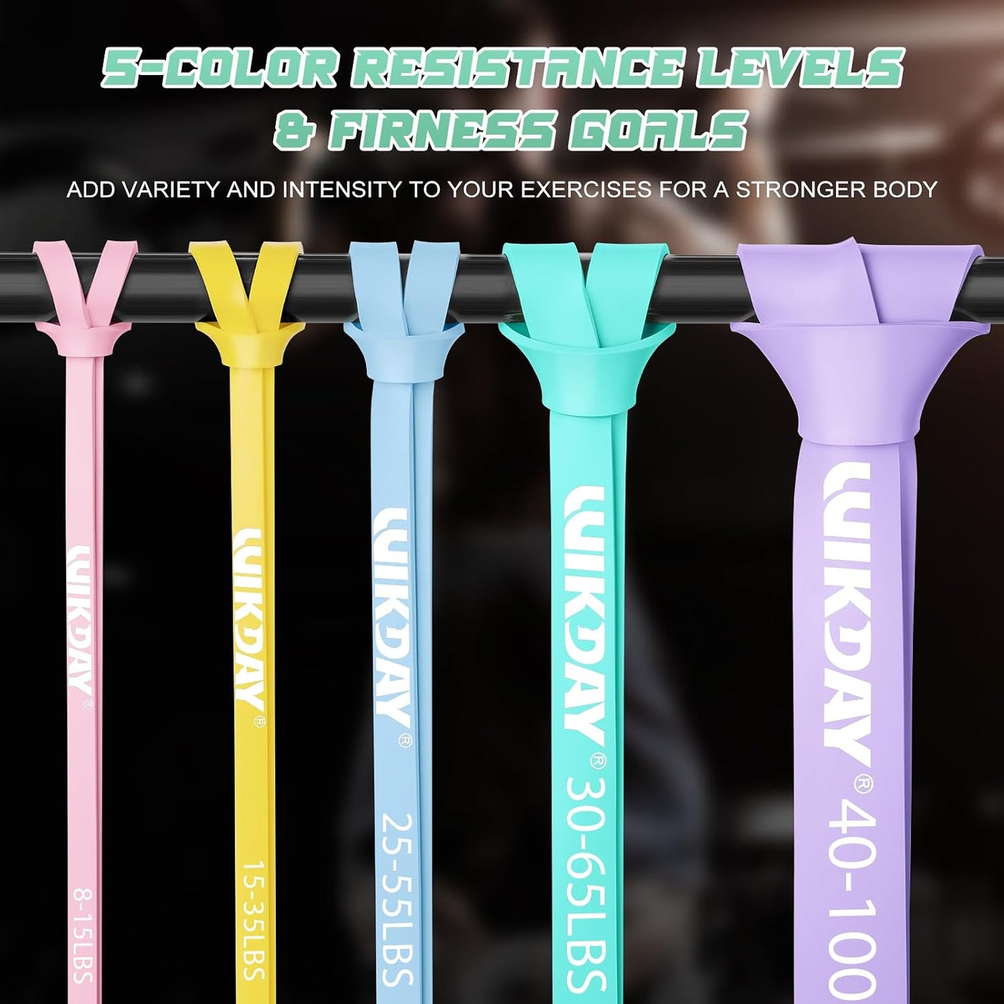 WIKDAY Resistance Bands for Working Out, Exercise Bands, Workout Bands, Pull Up Assistance Bands for Body Stretching Training Physical Therapy Muscle Training for Men & Women