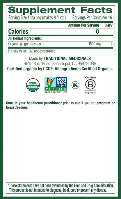 Traditional Medicinals Organic Ginger, 96 Tea Bags