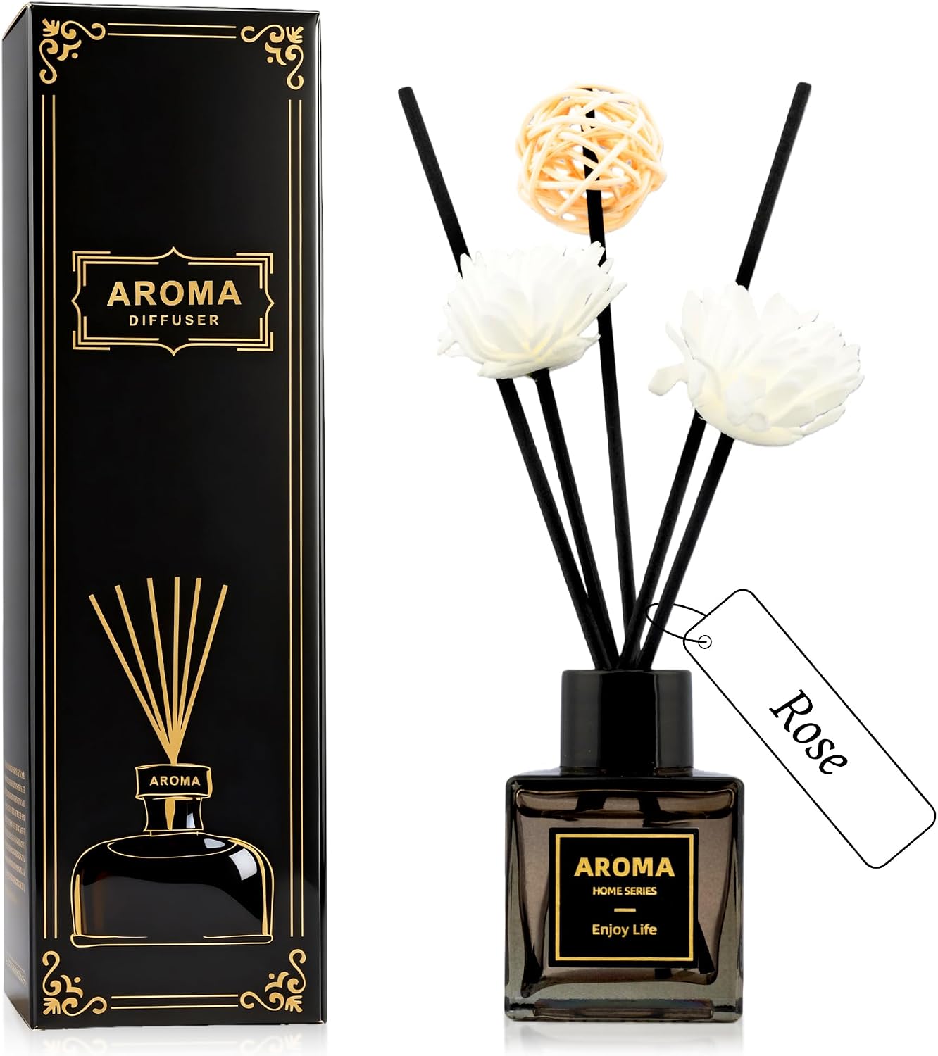 Reed Diffuser Set, 1.7 fl oz Scent Diffuser with Sticks, Jasmine Scent for Bathroom Accessories Shelf Decor, Air Fresheners for Home, Home Fragrance Products, House Office Room Decor Aesthetic Gift