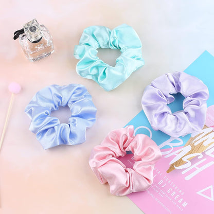 IVARYSS Satin Scrunchies for Women, Soft Than Silk for Hair, Fashion Ties and Bands for Thin | Thick Hair Styling, 16 Pack (Neutral Color)