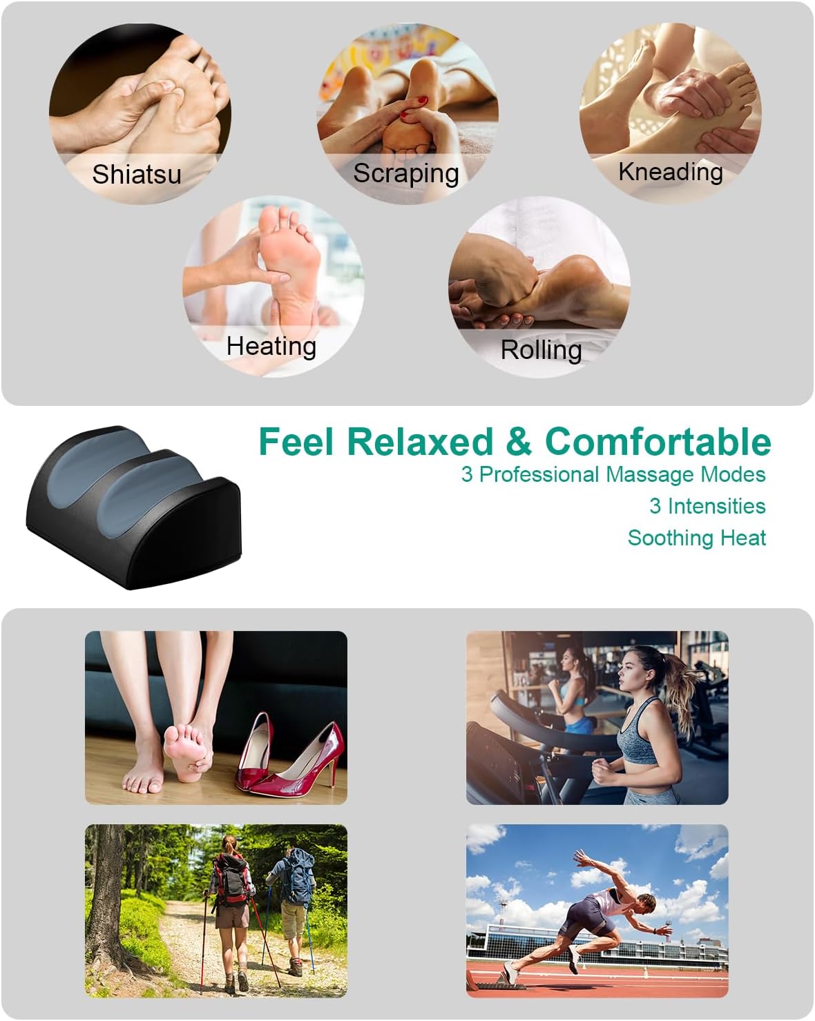 LINGTENG Shiatsu Foot Massager with Heat, FSA Eligible HSA Foot Massager for Foot Massage and Calf Massage, Foot and Calf Massager with Roller, Gifts for Mom & Dad, Fathers & Mothers Day Gifts