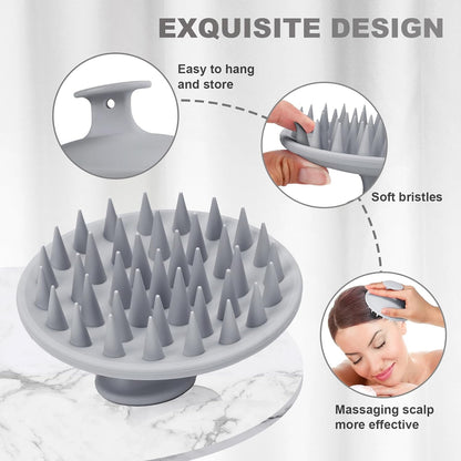 Meartchy Silicone Scalp Massager Shampoo Brush, Scalp Brush for Hair Growth & Dandruff Removal, Hair Scrubber Scalp Stimulator Exfoliator Brush with Soft Bristles for Wet Dry Scalp Care (Black)
