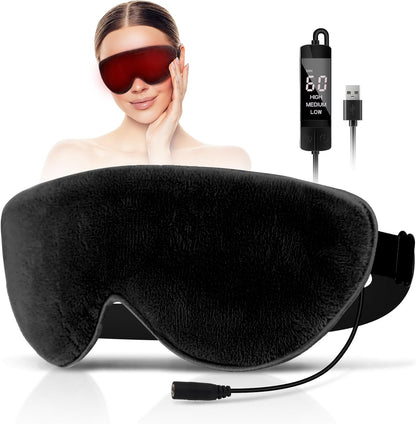 KOVNLO Heated Eye Mask, Washable USB Electric Moist Heat Warm Compress for Eyes, Eye mask with Flaxseed for Dry Eyes, Blepharitis, Chalazion, MGD, Stye Eye Treatment
