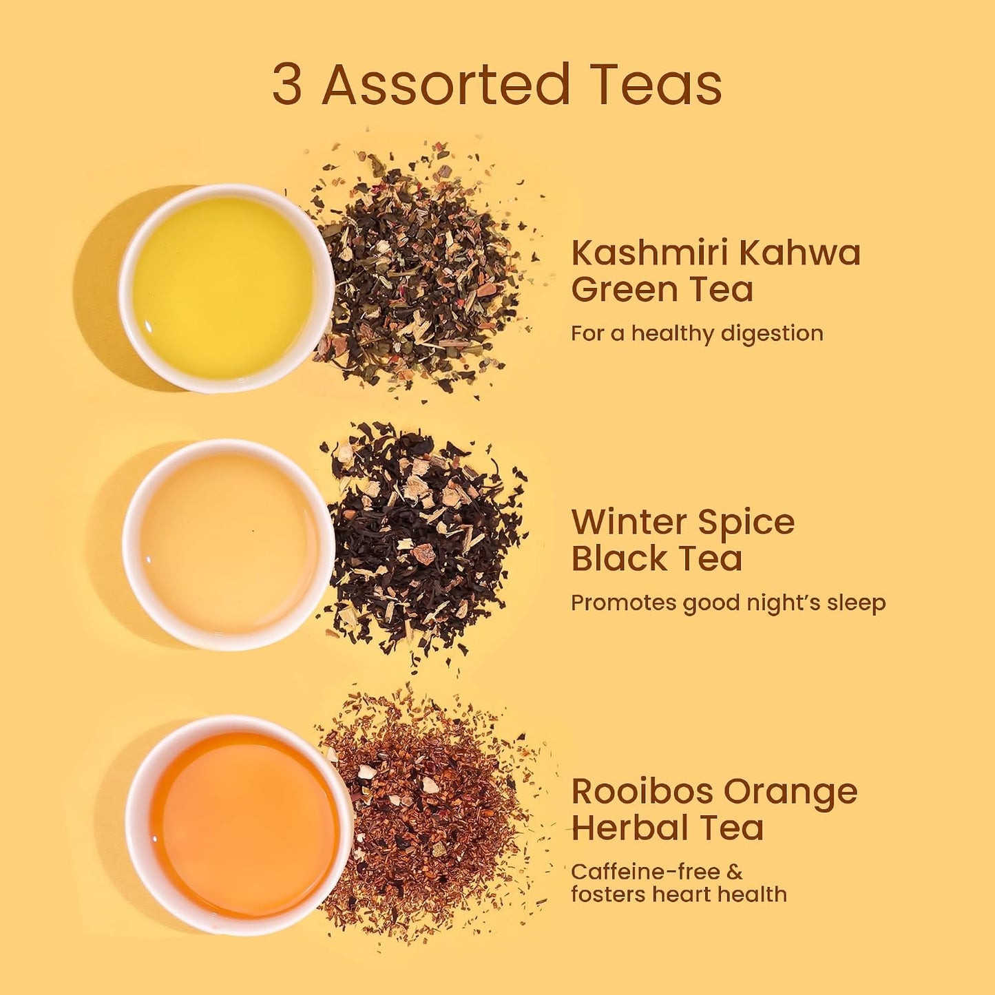 Teaniru, Grandeur Tea Collection | 3 Loose Leaf Tea Sampler | Variety Pack Assortment of Green, Herbal & Black Tea | Gluten Free & Sugar Free | Gift Set for Men & Women | Thanks Giving