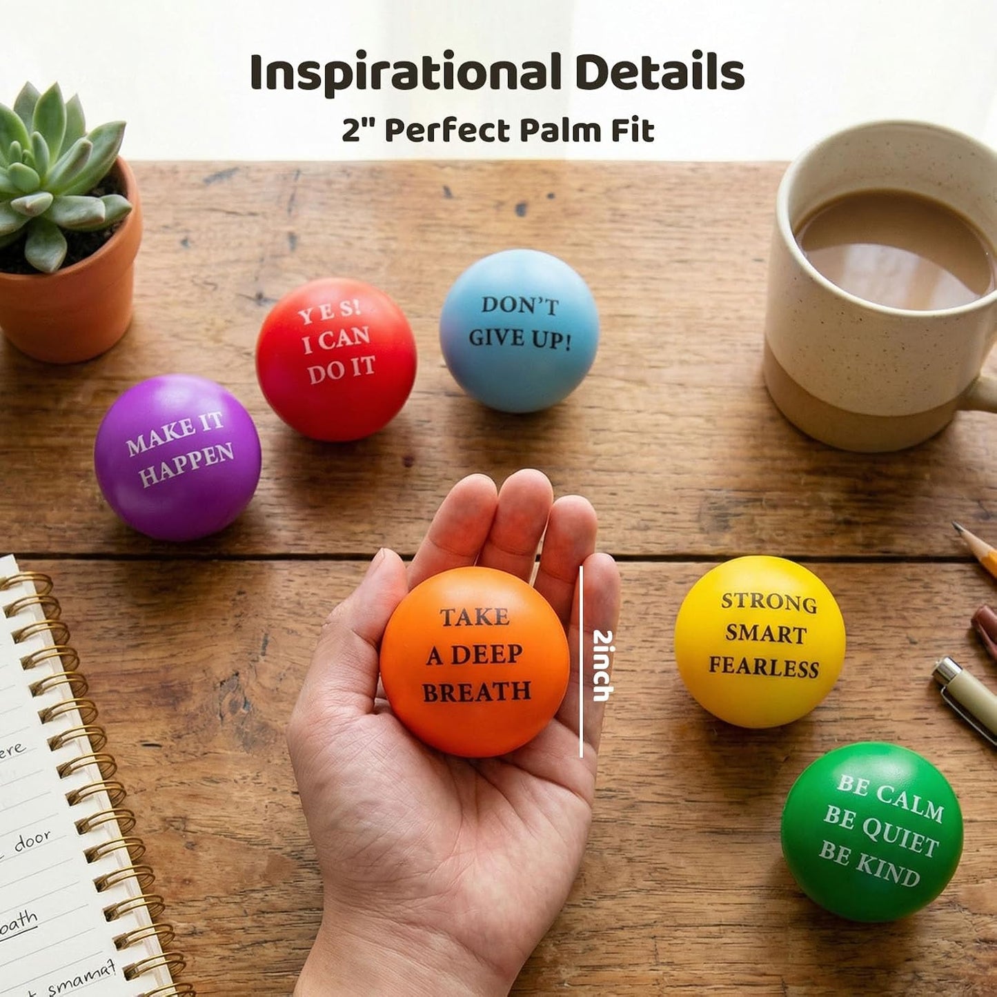 LOVESTOWN 18 PCS Motivational Stress Relief Balls, Squeeze Toys, 2 Inch