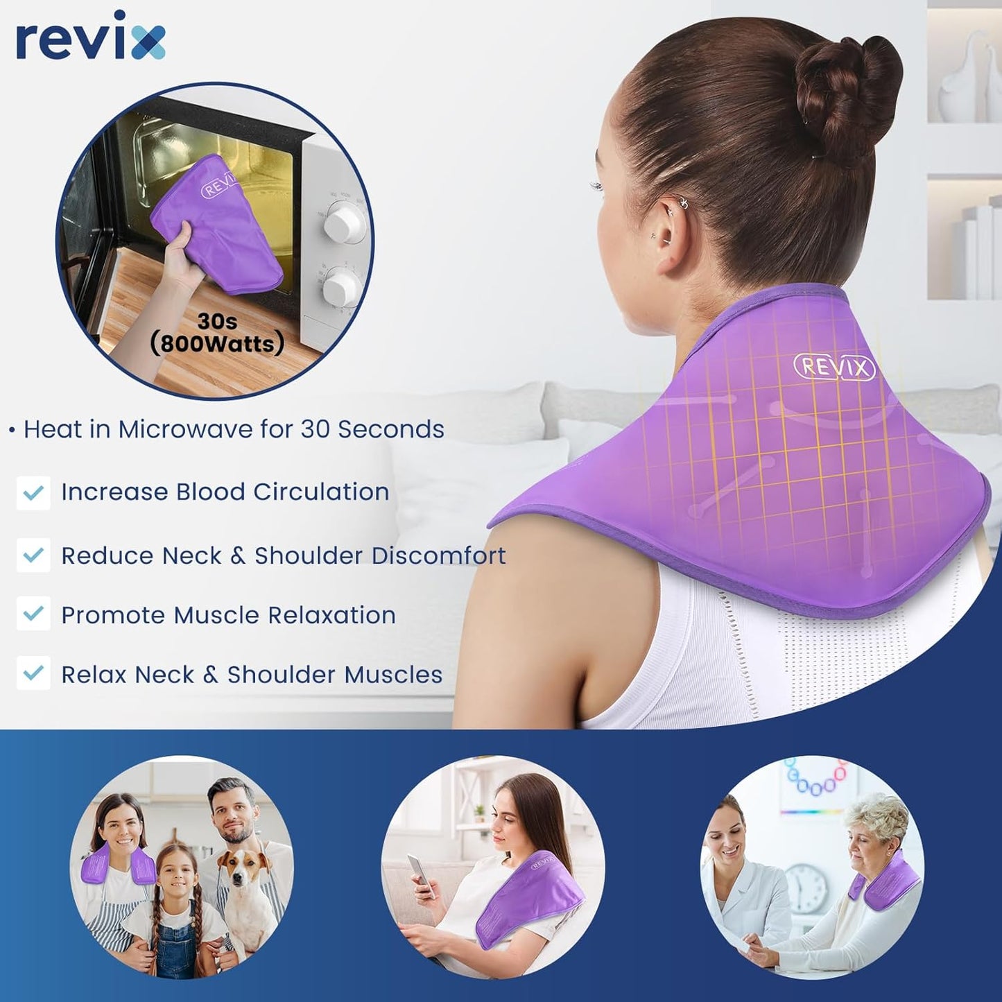 REVIX Neck Ice Pack Wrap – Reusable Hot Cold Gel Pack for Neck and Shoulder, Large Flexible Design with Soft Plush Lining, Cervical Gel Ice Wrap Ideal for Post-Workout Recovery, Fatigue & Relaxation