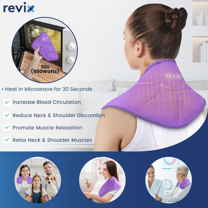 REVIX Neck Ice Pack Wrap – Reusable Hot Cold Gel Pack for Neck and Shoulder, Large Flexible Design with Soft Plush Lining, Cervical Gel Ice Wrap Ideal for Post-Workout Recovery, Fatigue & Relaxation
