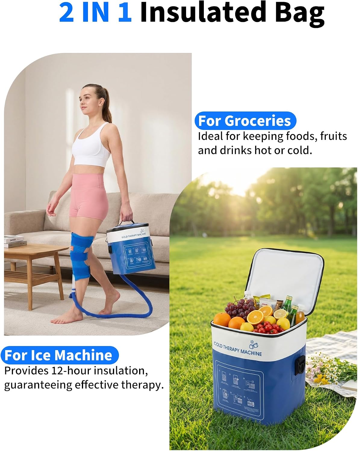 Cold Therapy Machine for Foot Ankle Surgery, Ice Therapy Machine with Pressure Regulator, Timer & Temperature Display, Cryotherapy Unit with Foot Ankle Ice Pack Wrap for Post-Surgery Recovery