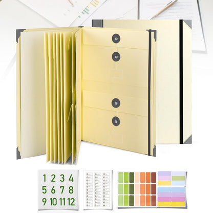 Document Organizer, File Folder with Labels and Pockets, Expanding Storage Folder for Important Papers, Emergency Binder, Birth Certificates and Letters, Ideal for Home Files Organization (Blue)