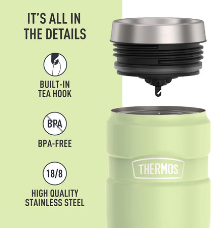 THERMOS Stainless King Vacuum-Insulated Travel Tumbler, 16 Ounce, Matte Steel