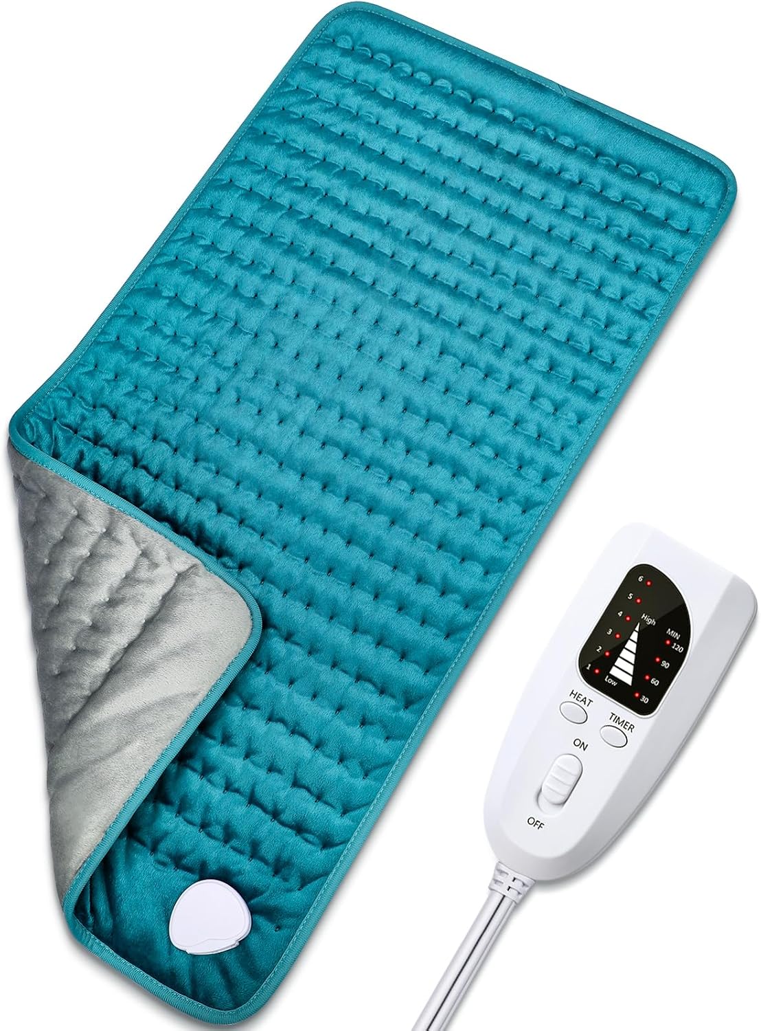 Heating pad for Back/Shoulder/Neck/Abdomen, Heating Pads with 6 Fast Heating Settings, Auto-Off, Machine Wash, Birthday Gifts for Women Mom Men Dad, Extra Large 12"x24", Blue