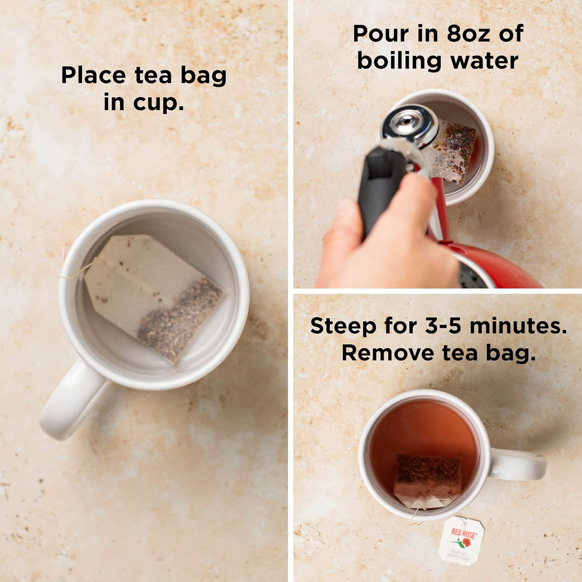 Red Rose Original Black Tea, Full-Flavored Strong Tea, 100 Tea Bags