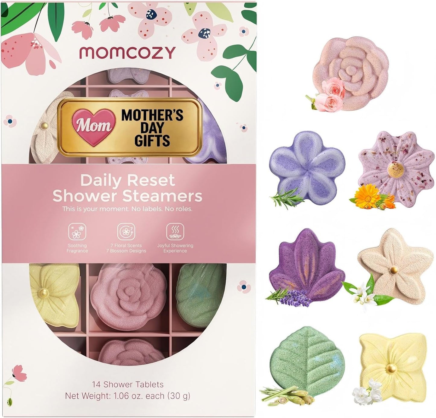 Momcozy 14 Pack Shower Steamers, Mothers Day Gifts, Self Care for Women, Bridal Shower, Aromatherapy with Natural Peppermint & Eucalyptus Essential Oil, Relaxation, Long-Lasting, Ideal Spa Gifts