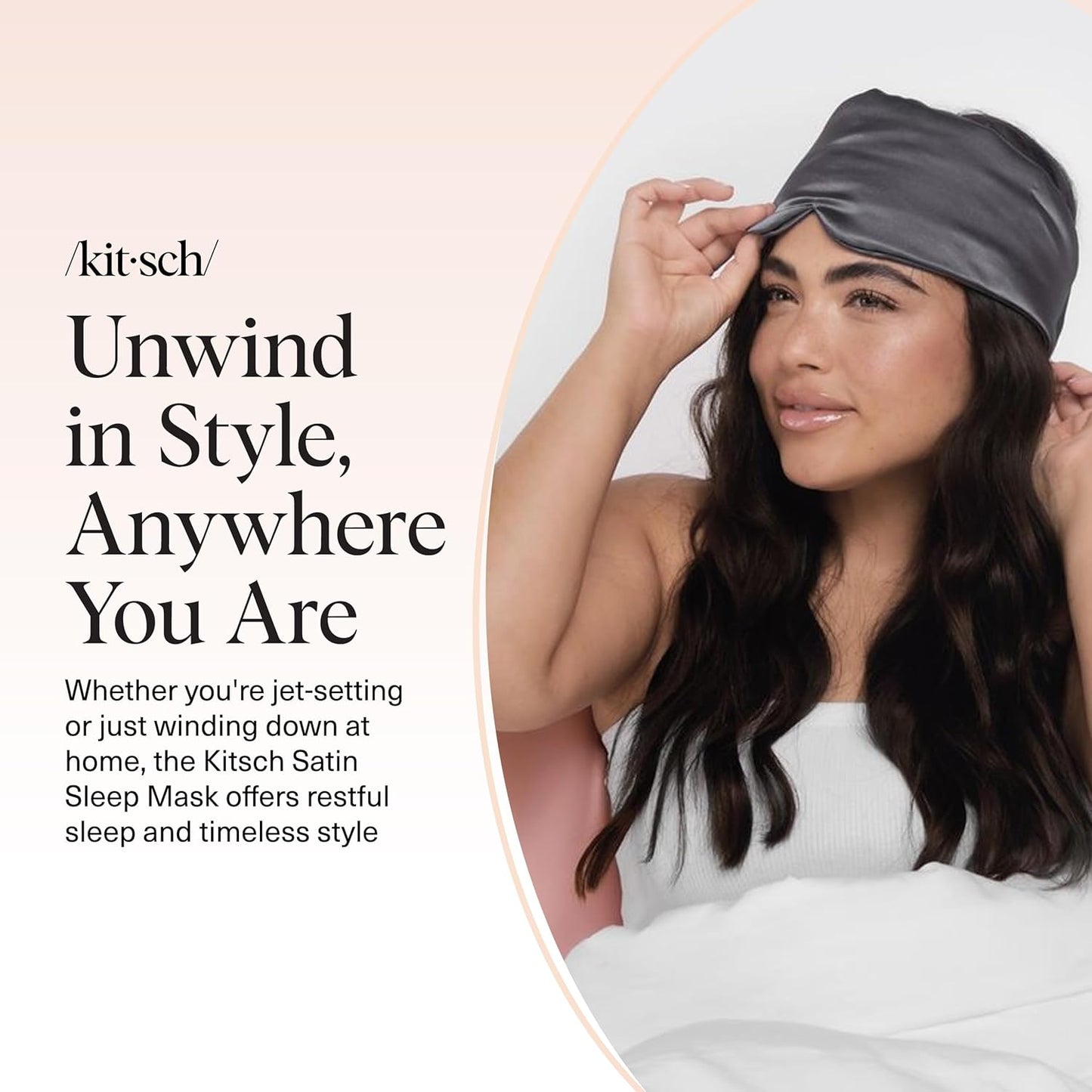 Kitsch Contour Pillow Eye Mask – Softer Than Silk Eye Masks for Sleep, Blindfold Sleep Masks for Women & Men, No Eye Pressure, Lightweight, Eye Care, Travel Essentials - Charcoal
