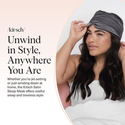 Kitsch Contour Pillow Eye Mask – Softer Than Silk Eye Masks for Sleep, Blindfold Sleep Masks for Women & Men, No Eye Pressure, Lightweight, Eye Care, Travel Essentials - Charcoal