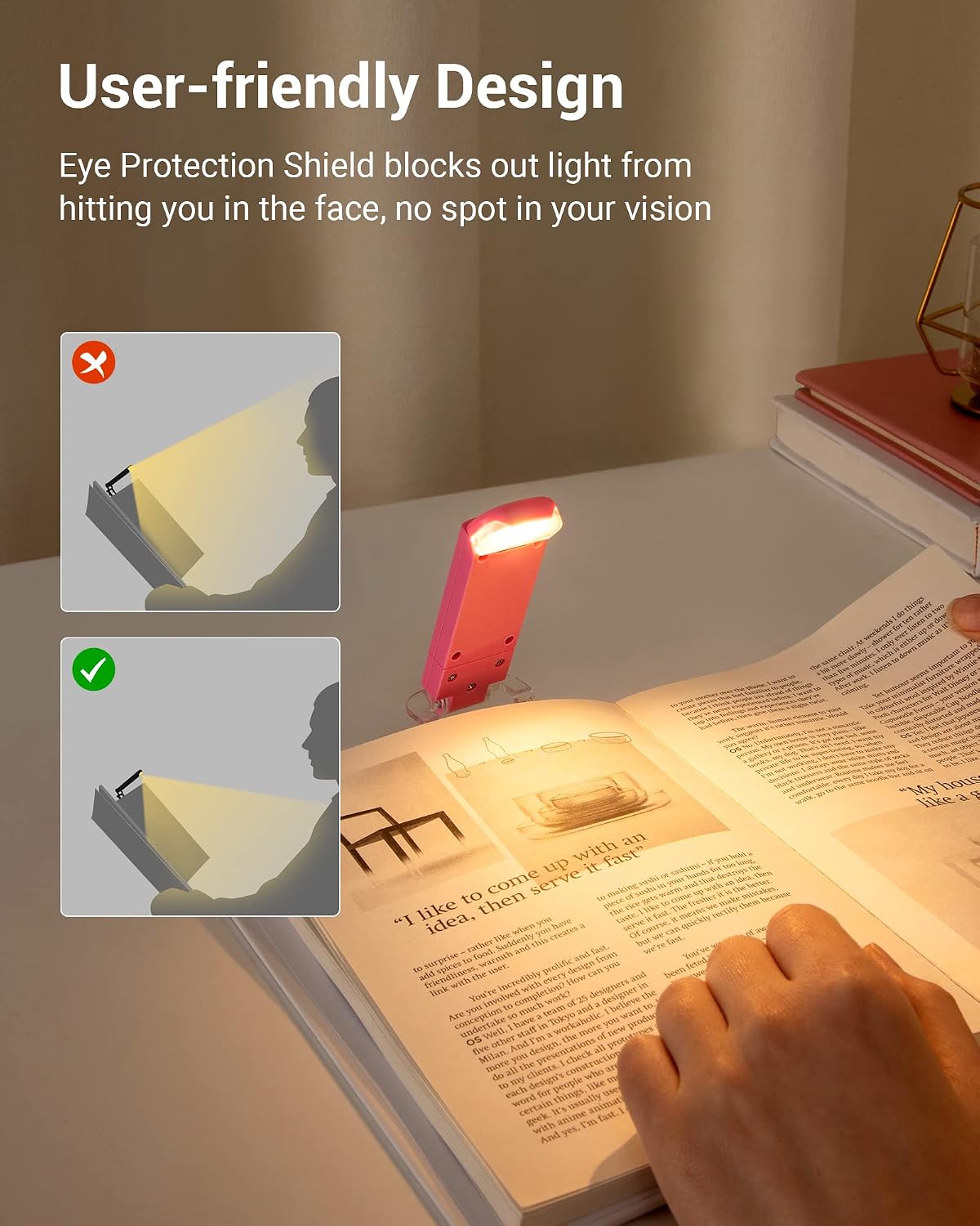 DEWENWILS USB Rechargeable Book Light for Reading in Bed, LED Book Reading Lights with Clip, Perfect for Bookworms, Kids, Warm White, Brightness Adjustable (Blue)