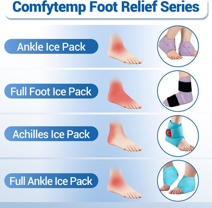 Comfytemp Ankle Foot Ice Pack Wrap for Plantar Fasciitis Relief, Ankles Brace for Sprain, Heel Spur, Swelling, Achilles Tendonitis, Cold Bag for Injuries Reusable, Hot Cold Compress, 1 Pack (Blue)