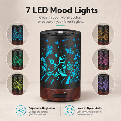 Essential Oil Diffuser, Ultrasonic Diffuser for Essential Oil, Cool Mist Humidifier Aromatherapy Diffuser with 7 Color Lighting Changing Modes, Waterless Auto Shut-Off for Home（Flower Fairy）