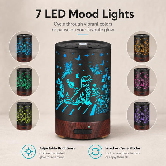 Essential Oil Diffuser, Ultrasonic Diffuser for Essential Oil, Cool Mist Humidifier Aromatherapy Diffuser with 7 Color Lighting Changing Modes, Waterless Auto Shut-Off for Home（Flower Fairy）