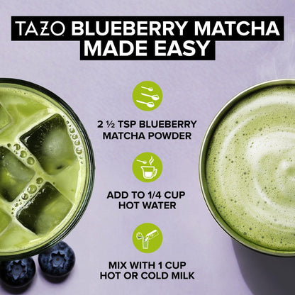 TAZO Organic Classic Matcha Latte Powder, Café Style Matcha Latte Mix, Easy Hot or Iced Matcha Latte, Sweetened with Organic Sugar and Matcha Powder, 10 Servings, 3.5 oz Pouch