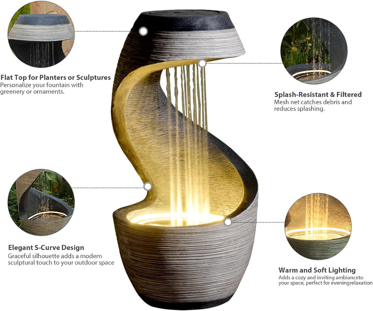 Sunlinua Modern Indoor Tabletop Water Fountain for Office Decor