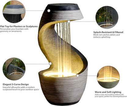 Sunlinua Modern Indoor Tabletop Water Fountain for Office Decor