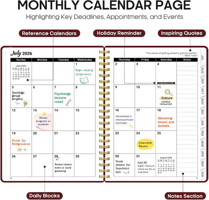 Planner 2026-2027, 8.5" x 11" Weekly and Monthly Academic Year Planner Calendar, July 2026 - June 2027, Hardcover Large School Planning Agenda With Tabs, Perfect for School & Office Supplies, A4, Green