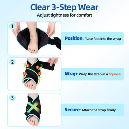 Comfytemp Ankle Ice Pack Wrap Brace for Swelling, Foot Pain Relief, 2 Gel Packs for Injuries Reusable, Hot Cold Compress Therapy for Plantar Fasciitis Relief, Heel Spur, Achilles Tendonitis, Swelling