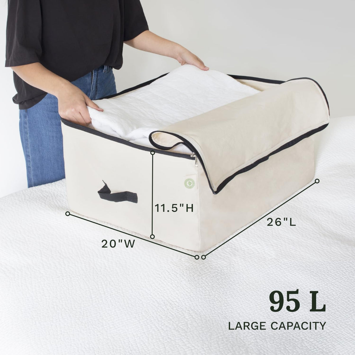 Canvas Storage Bags for Comforters and Blankets - X-Large Zippered Storage Bags for Blankets, Comforters, and Clothes - Easy Storage Under Bed, 100% Cotton, Breathable with Carrying Straps (2 Bags)