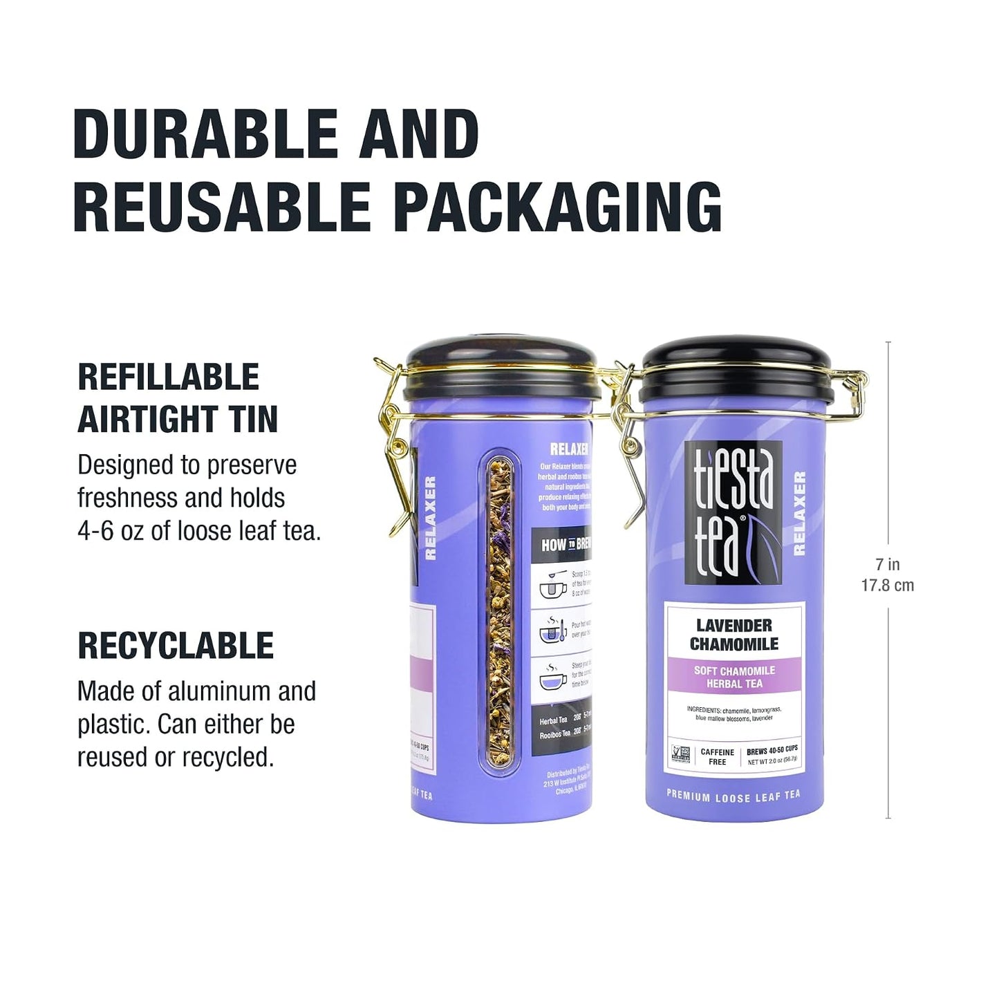 Tiesta Tea - Lavender Chamomile Herbal Tea, Loose Leaf, Calming Blend with Chamomile and Lavender, Caffeine-Free Herbal, Great for Hot or Iced Brews, Resealable Bulk Pouch, 200 Cups, 8 Ounce