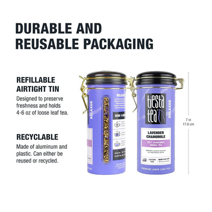 Tiesta Tea - Lavender Chamomile Herbal Tea, Loose Leaf, Calming Blend with Chamomile and Lavender, Caffeine-Free Herbal, Great for Hot or Iced Brews, Resealable Bulk Pouch, 200 Cups, 8 Ounce