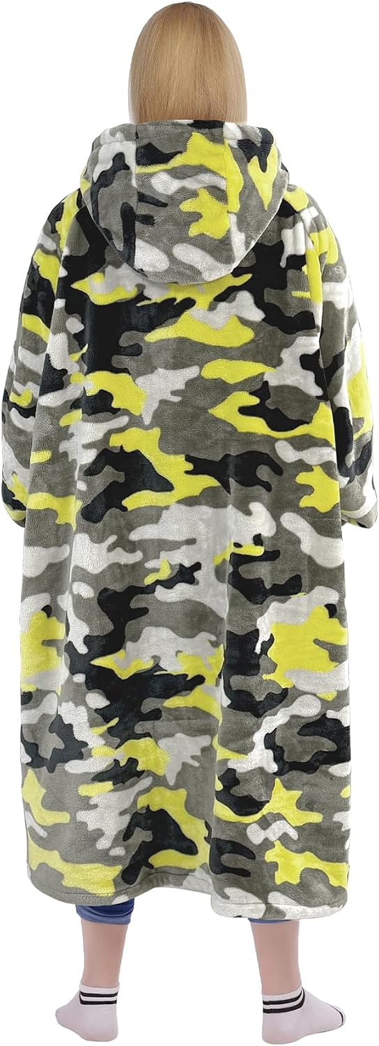 Waitu Wearable Blanket Sweatshirt Gifts for Women and Men, Warm and Cozy Giant Blanket Hoodie, Thick Flannel Blanket with Sleeves and Giant Pocket - Dark Gray