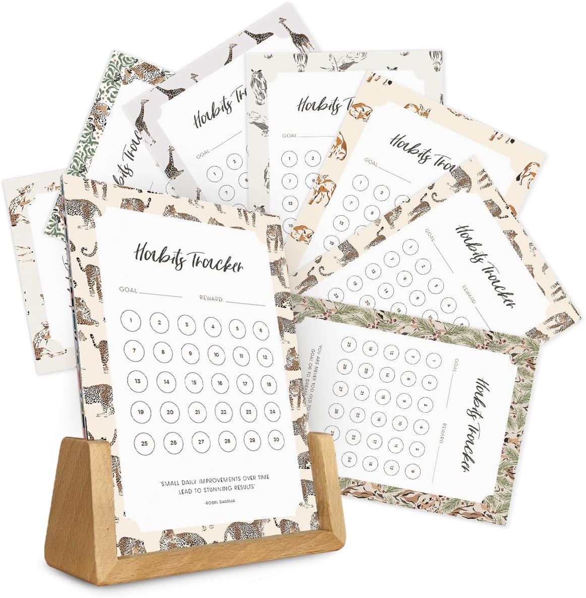 Habit Tracker Calendar - Made in USA, Designed by Local Artist, Motivational 30 day monthly challenge - Tool and gift for Productivity, Self-growth (Habit Tracker-Florals, U-Stand)