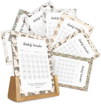 Habit Tracker Calendar - Made in USA, Designed by Local Artist, Motivational 30 day monthly challenge - Tool and gift for Productivity, Self-growth (Habit Tracker-Florals, U-Stand)