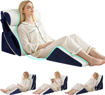 4PCS Wedge Pillow Set for After Surgery, White/Grey