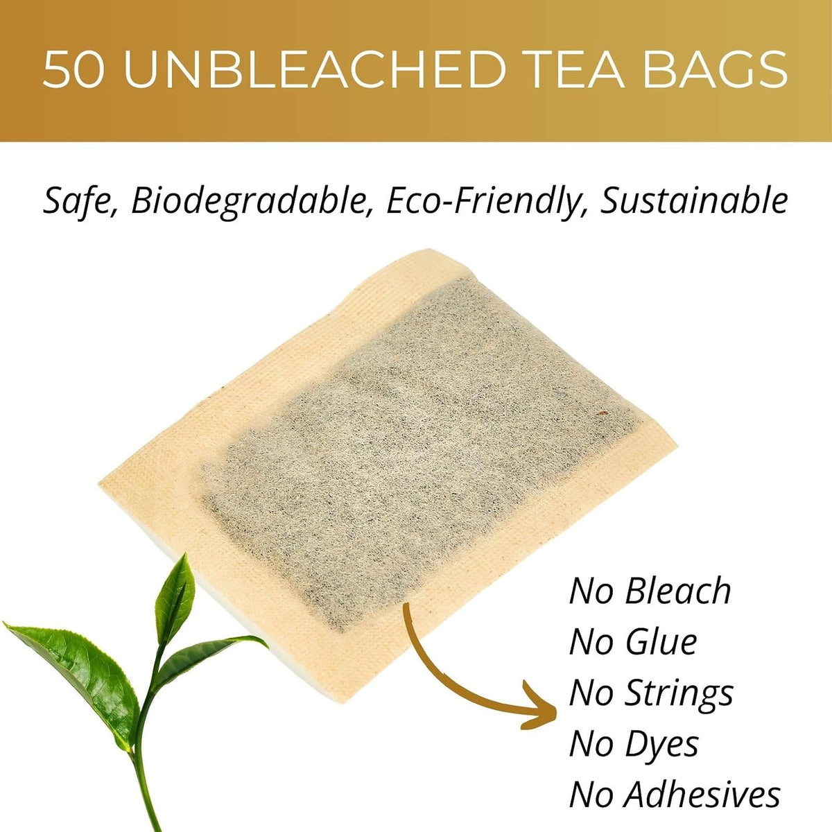 Organic Oolong Tea Bags, 50 Count, Unbleached, ECO-Conscious Chinese Oolong Tea, VitalForest High Mountain Tea Tie Guan Yin, Non-GMO, Container Pack for Gift Set