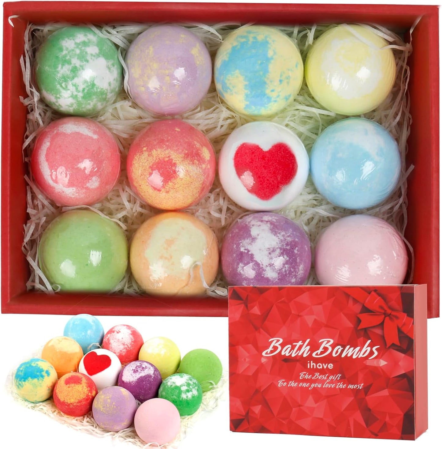 iHave Bath Bombs for Kids,12 Pack Gift Set Bubble Bath Spa Gifts for Women