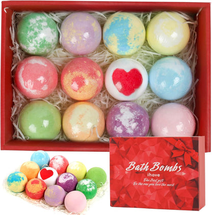 iHave Bath Bombs for Kids,12 Pack Gift Set Bubble Bath Spa Gifts for Women