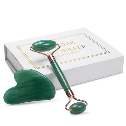 Jade Roller for Face, Facial Roller Massager Skin Care Tool, Gua Sha Facial Tools for Face, Neck, Eyes, Reduce Puffiness of The Skin - White