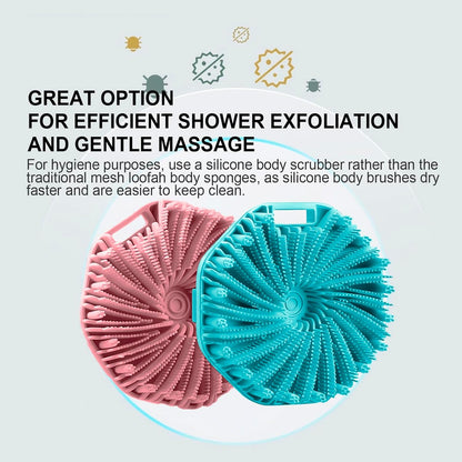 Silicone Body Scrubber – Dual-Sided Silicone Loofah for Shower, Set of 2 Soft Exfoliating Body Bath Shower Scrubber Loofah Brush Easy-to-Clean for Sensitive Kids Women Men All Kinds of Skin