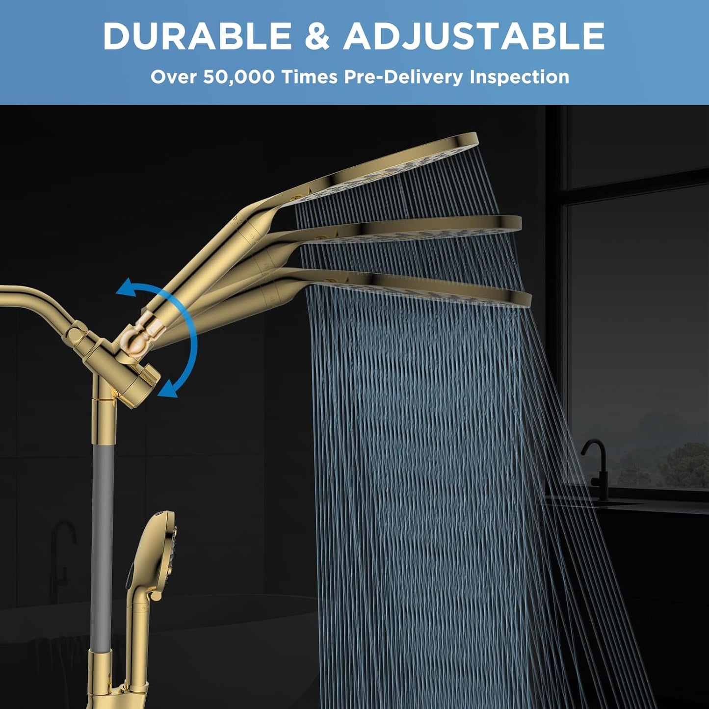 MakeFit Dual Filtered Rain Shower Head Combo, High Pressure Handheld Shower Head with Adjustable Bar - Rainfall Shower Head And Showerhead with Filter for Hard Water - Removes Chlorine