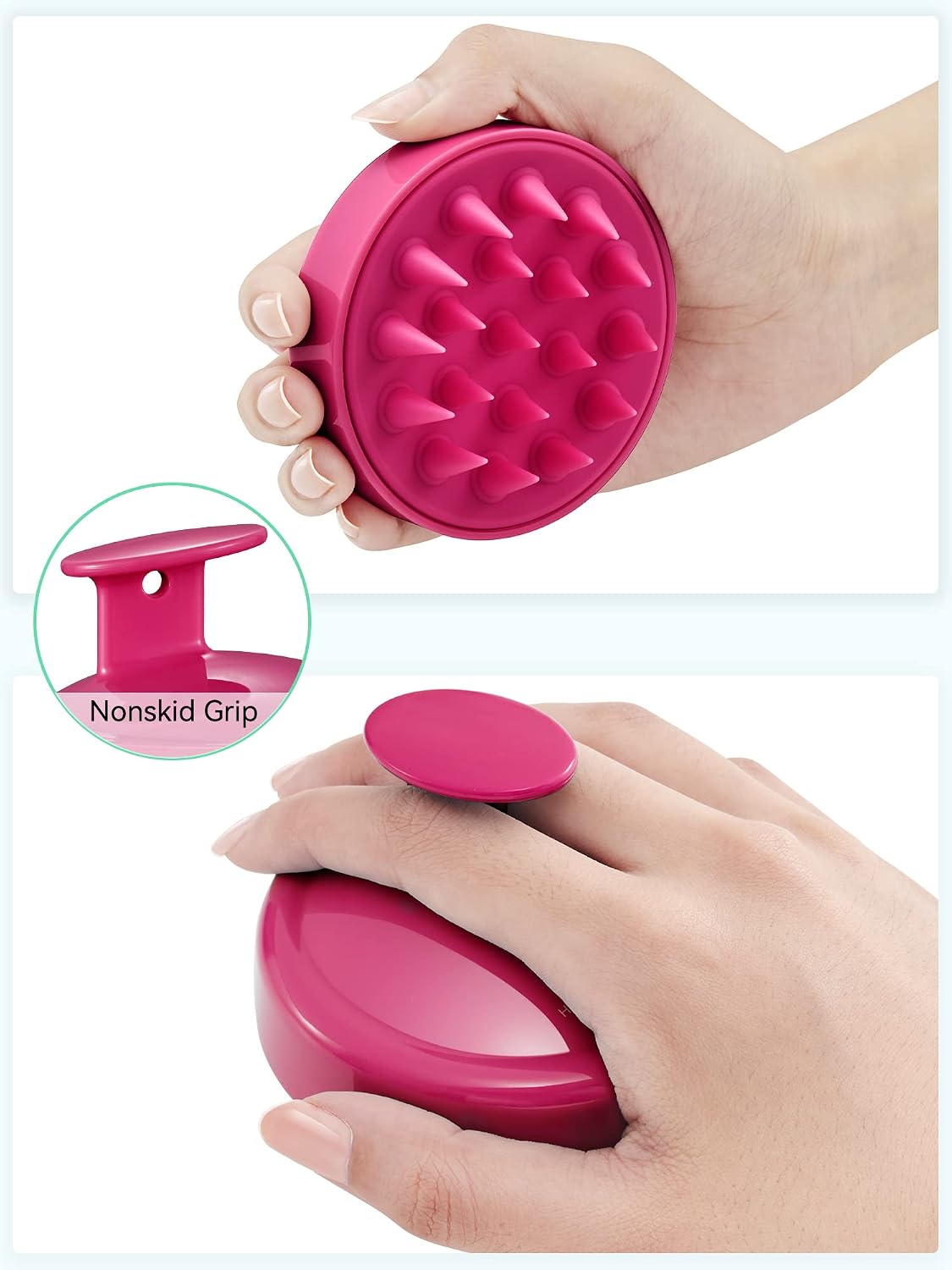 HEETA Scalp Massager Hair Growth, Soft Silicone Scalp Scrubber Shampoo Brush for Exfoliation, Dandruff Removal Head Massage Stress Relax, Wet & Dry Use for Thick Thin Curly Hair Care, Black