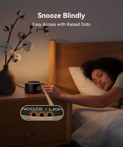 Dreamegg D1 Nova Sound Machine Alarm Clock, White Noise for Sleep, Black | 25 Sounds, 7 Gentle Alarms, Dimmable Clock, 10-480 Min Timer, White Noise Machine Alarm Clock for Heavy Sleepers, Adults