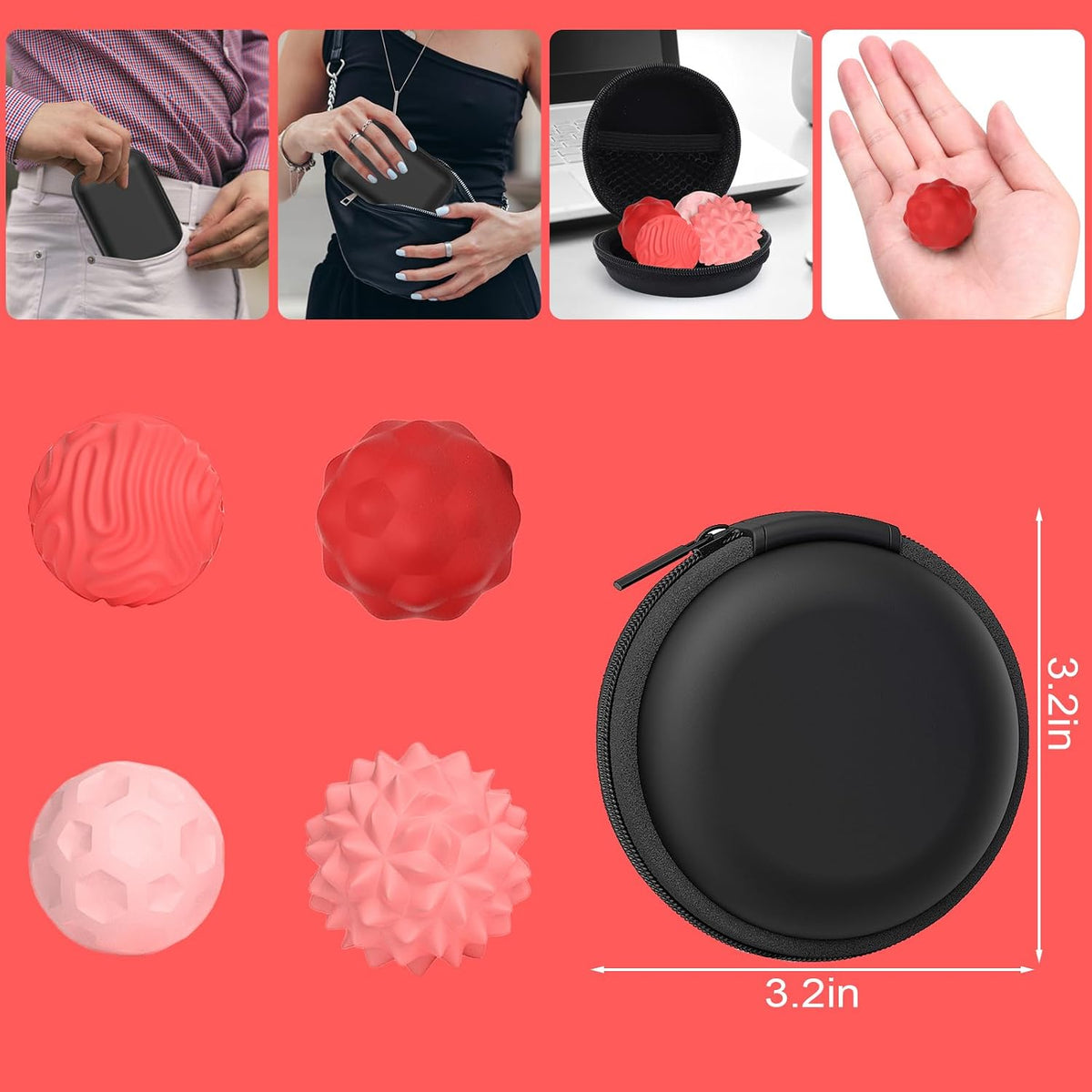 BUSOHA Silicone Magnetic Fidget Balls - 4 Pack Fidget Toys for Adult