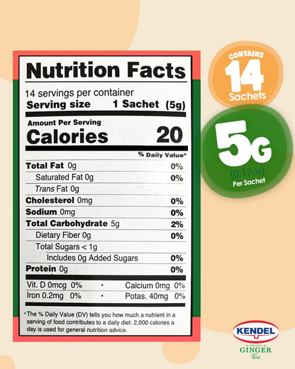 Kendel Instant Ginger Turmeric Tea - 14 Sachets, Unsweetened