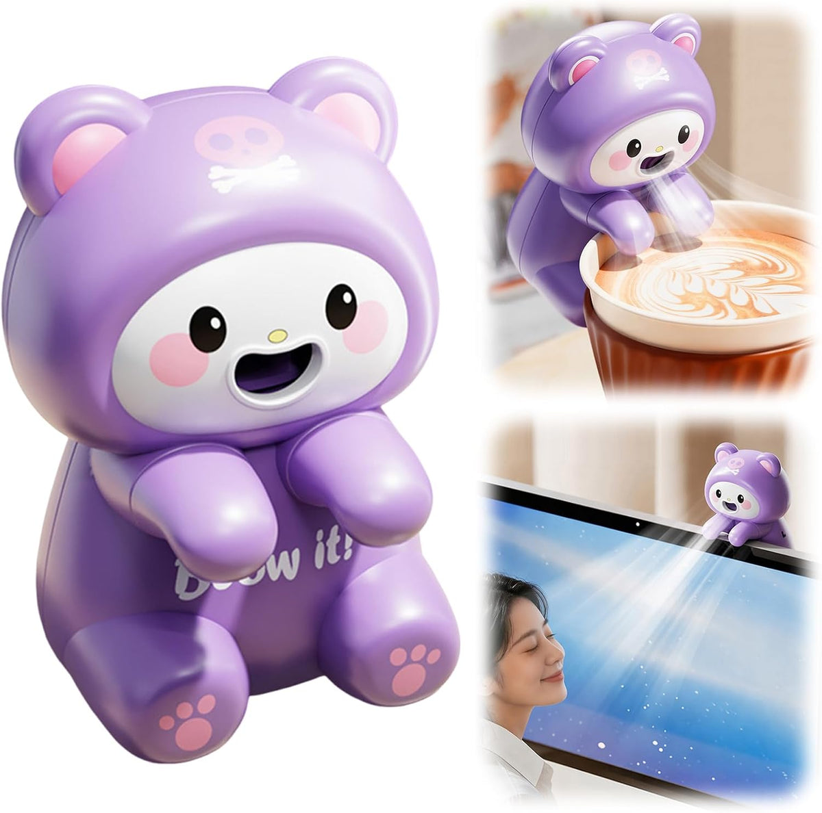 Clip-On Food Table Fan for Noodle Coffee Tea (Purple)