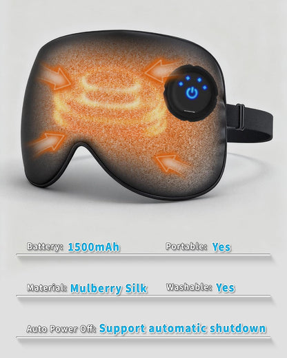 Heated Eye Mask for Dry Eyes, Cordless Rechargeable Warm Compress with 100% Mulberry Silk Cover, 3 Heat Settings, 20-Min Auto-Off, FSA-HSA Eligible Eye Mask for Home, Office & Travel