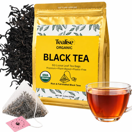 Organic English Breakfast Black Tea – High Mountain Yunnan Whole Leaf Tea – Bold, Smooth & Full-Bodied Morning Tea (60 Tea bag (Pack of 1))